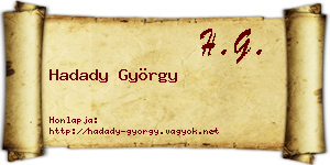 Hadady György névjegykártya